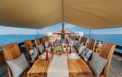 Outdoor DIning Area,Komodo Boats Charter,Private trip by Andamari Deluxe Phinisi