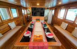 Indoor Dining Area,Komodo Boats Charter,Private Trip by My Moon Superior Phinisi